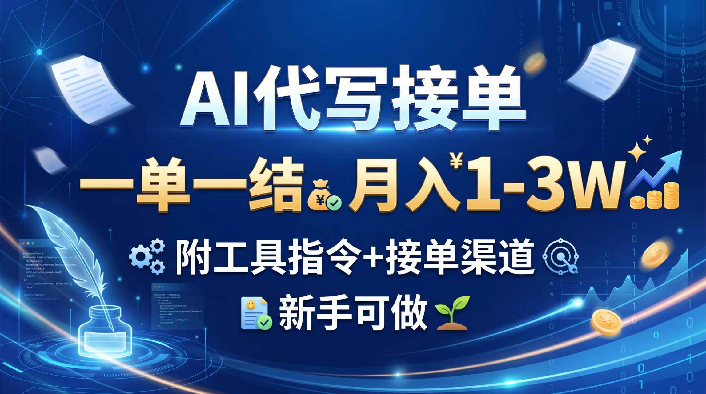 (20343期)AI代写接单,一单一结,月入1-3W,附工具指令+接单渠道,新手可做-翌晨科技网