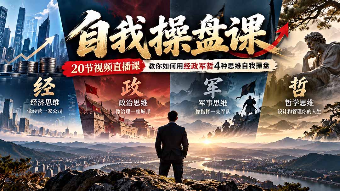 （20626期）【无水印】自我操盘课，20节视频直播课教你如何用经政军哲4种思维自我操盘（更新0924）-翌晨科技网