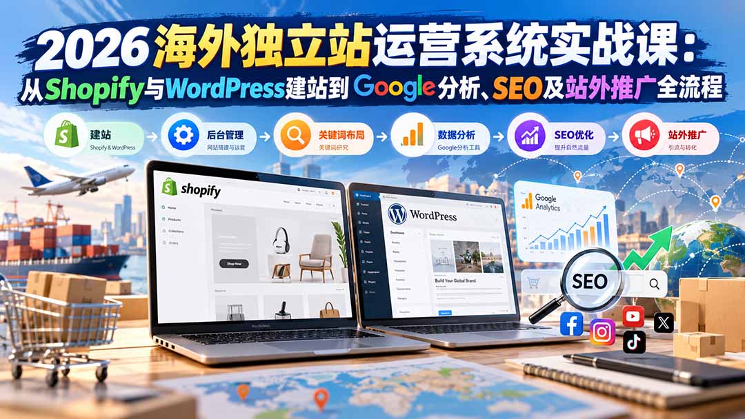 （20689期）2026海外独立站运营系统实战课：从Shopify与WordPress建站到Google分析、SEO及站外推广全流程-翌晨科技网
