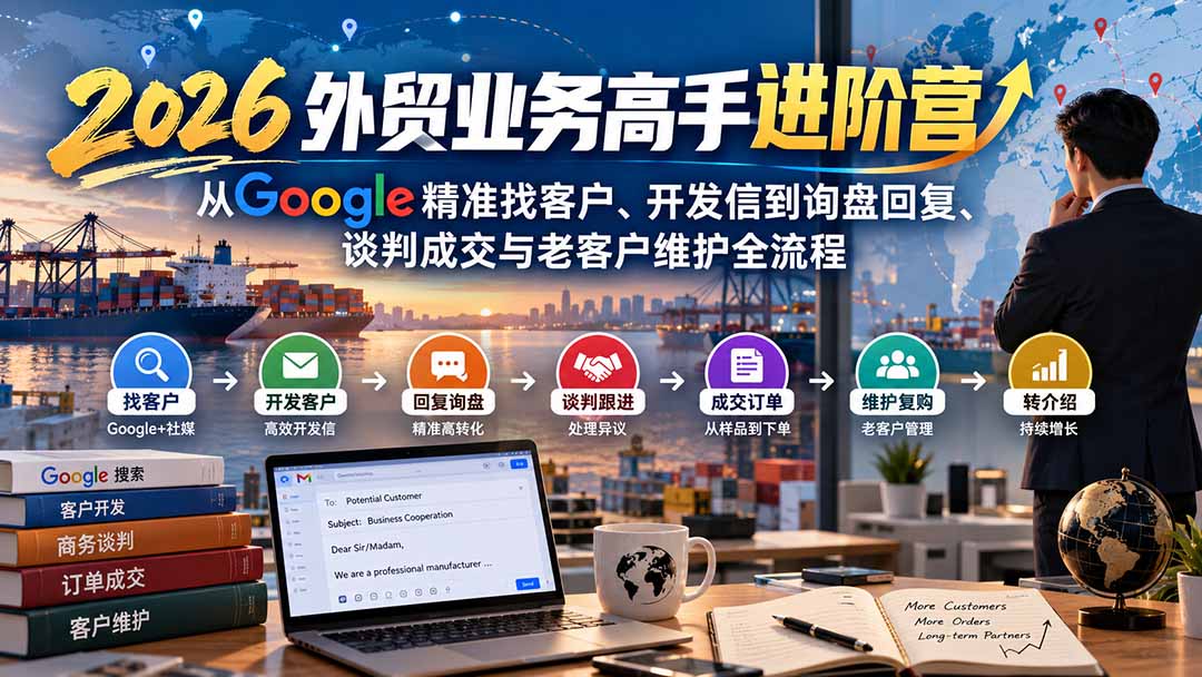 （20690期）2026外贸业务高手进阶营：从Google精准找客户、开发信到询盘回复、谈判成交与老客户维护全流程-翌晨科技网