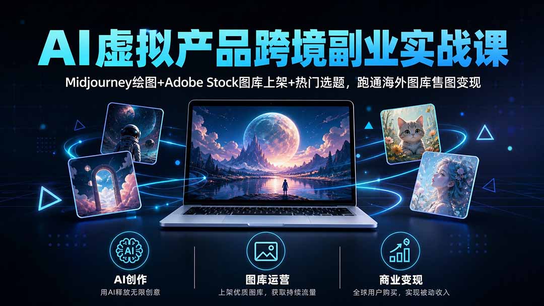 （20514期）AI虚拟产品跨境副业实战课｜Midjourney绘图+Adobe Stock图库上架+热门选题，跑通海外图库售图变现-翌晨科技网