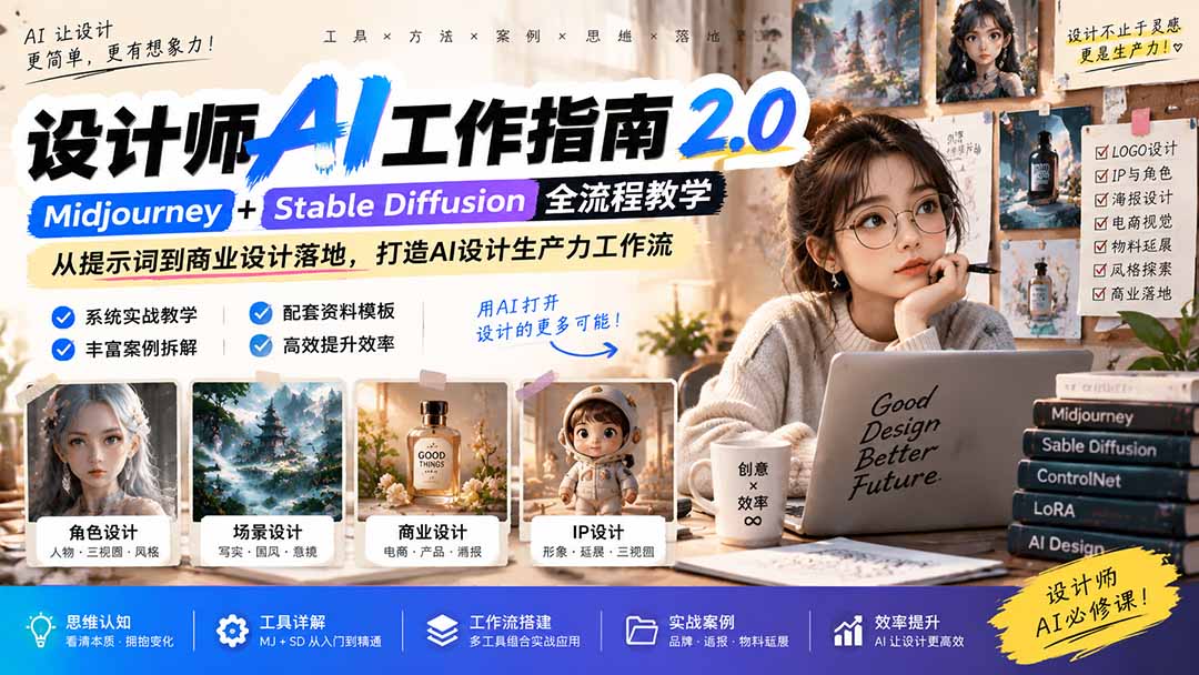 （20562期）《设计师AI工作指南 2.0》-无水印课：从思维落地，解锁 AI 设计生产力-翌晨科技网