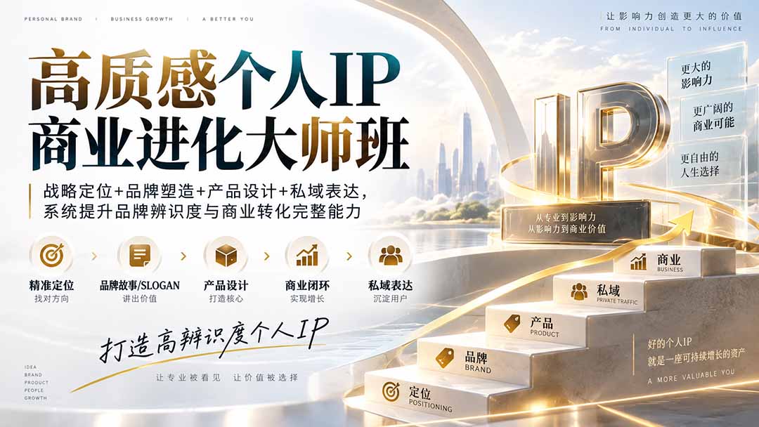（20324期）高质感个人IP商业进化大师班：战略定位+品牌塑造+产品设计+私域表达，系统提升品牌辨识度与商业转化完整能力-翌晨科技网