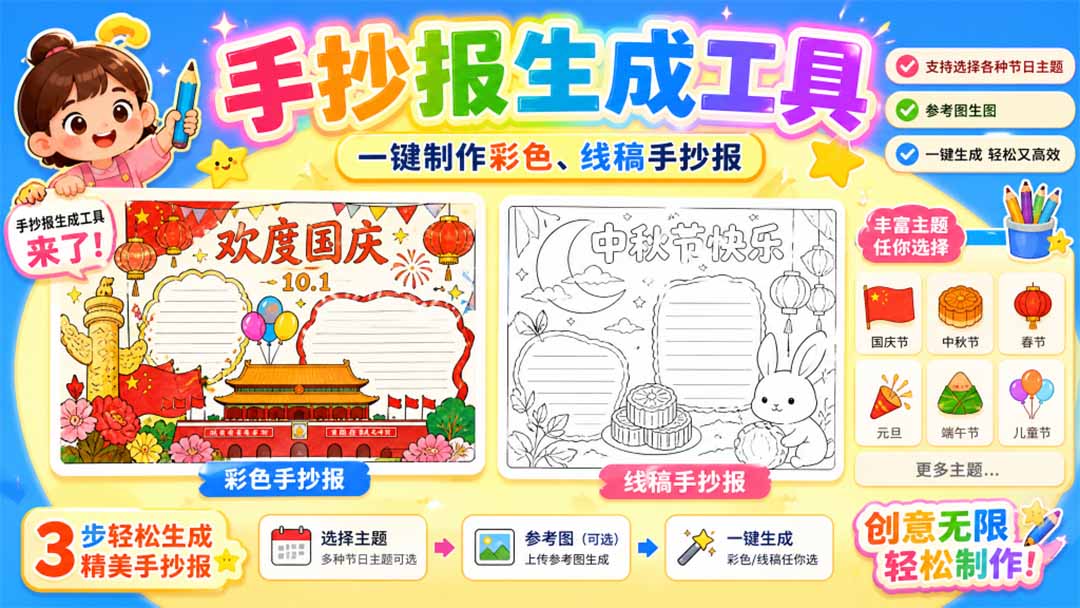 （20265期）手抄报批量生成工具来了，完全免费，告别豆包生图，这个高清无水印-翌晨科技网