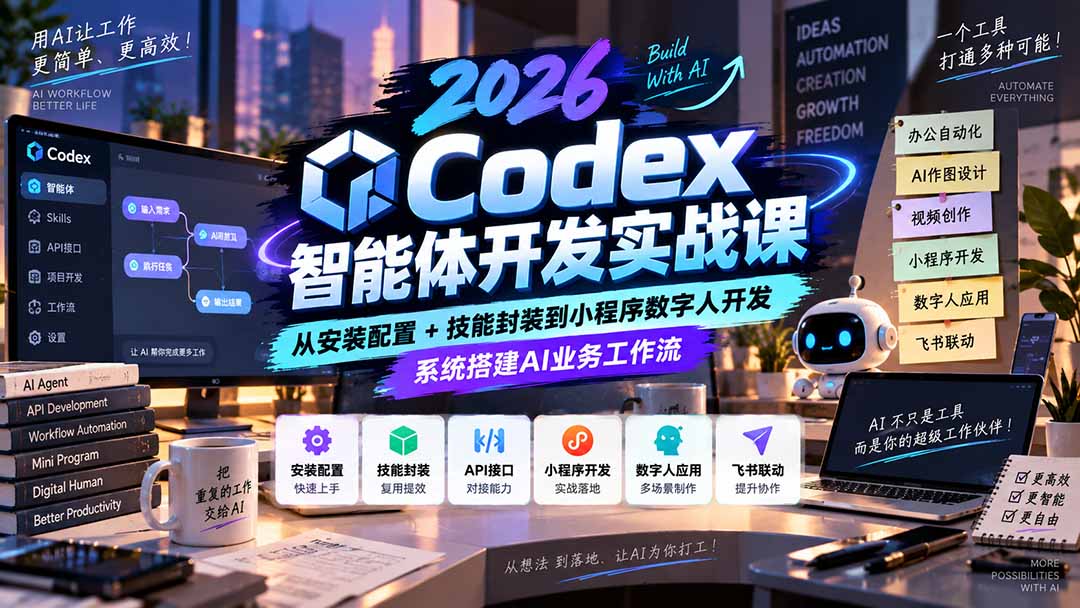 （20574期）2026Codex智能体开发实战课：从安装配置+技能封装到小程序数字人开发，系统搭建AI业务工作流-翌晨科技网