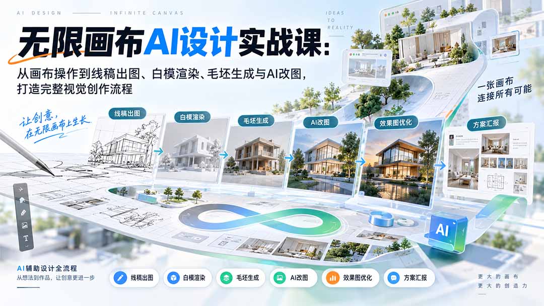 （20612期）【无水印】无限画布AI设计实战课-更新：从画布操作到线稿出图、白模渲染、毛坯生成与AI改图，打造完整视觉创作流程-翌晨科技网