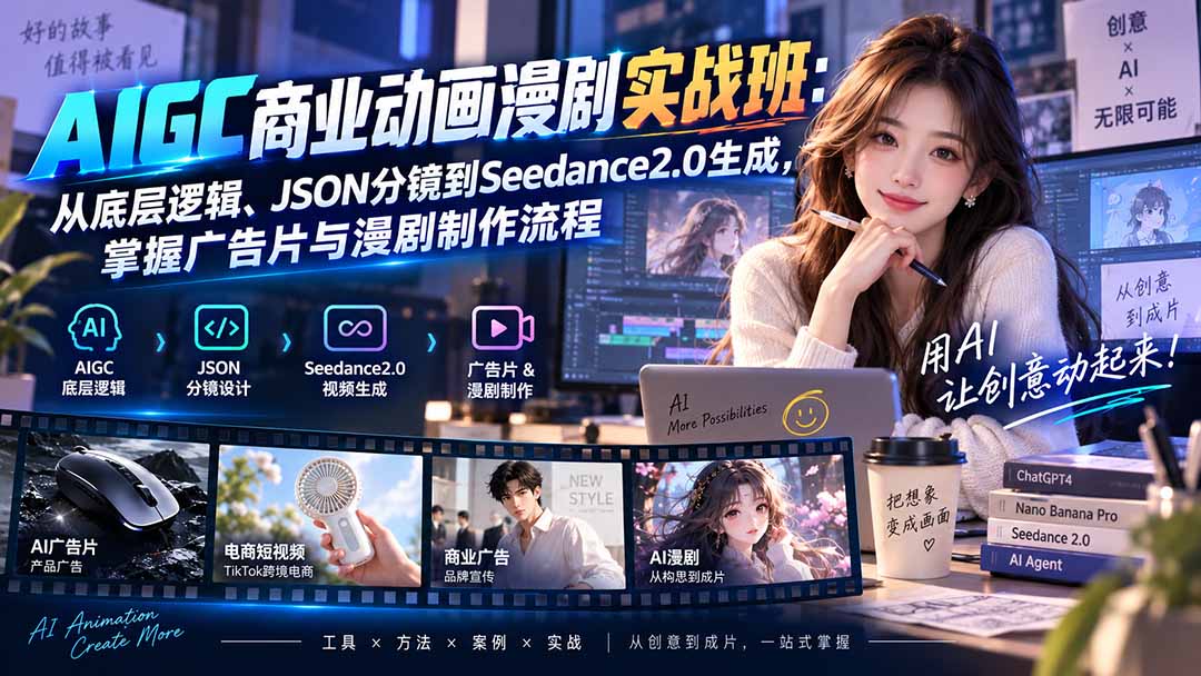 （20268期）AIGC商业动画漫剧实战班-更新：从底层逻辑、JSON分镜到Seedance2.0生成，掌握广告片与漫剧制作流程-翌晨科技网