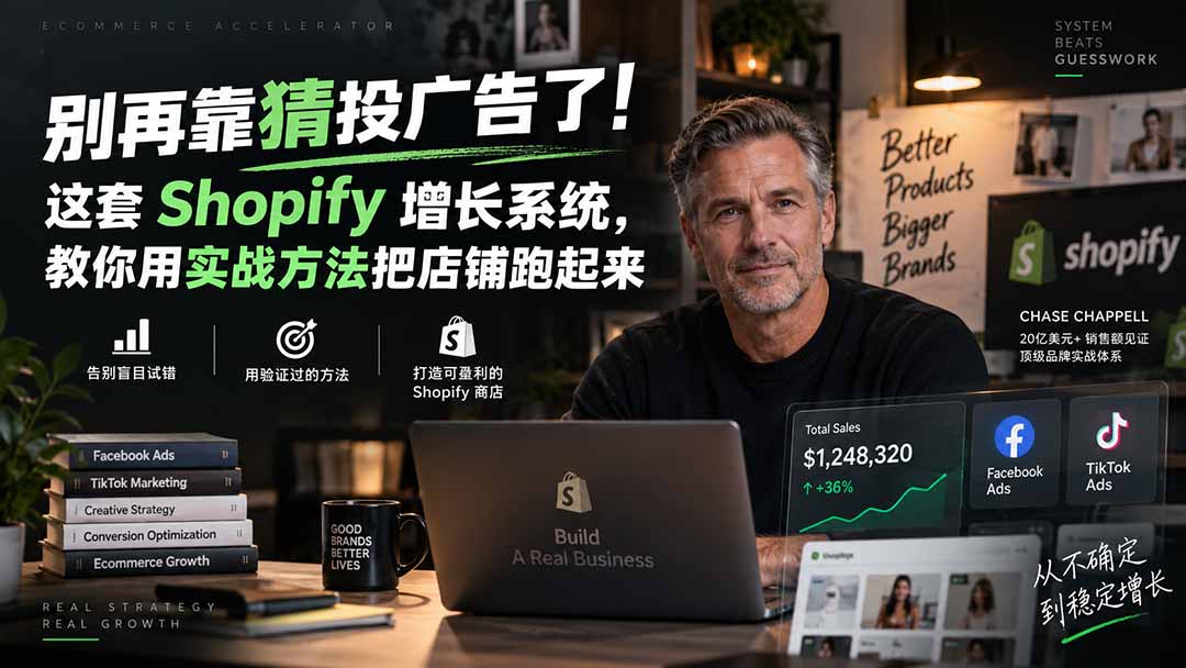 （20367期）别再靠猜投广告了！这套 Shopify 增长系统，教你用实战方法把店铺跑起来【原创双语字幕】-翌晨科技网