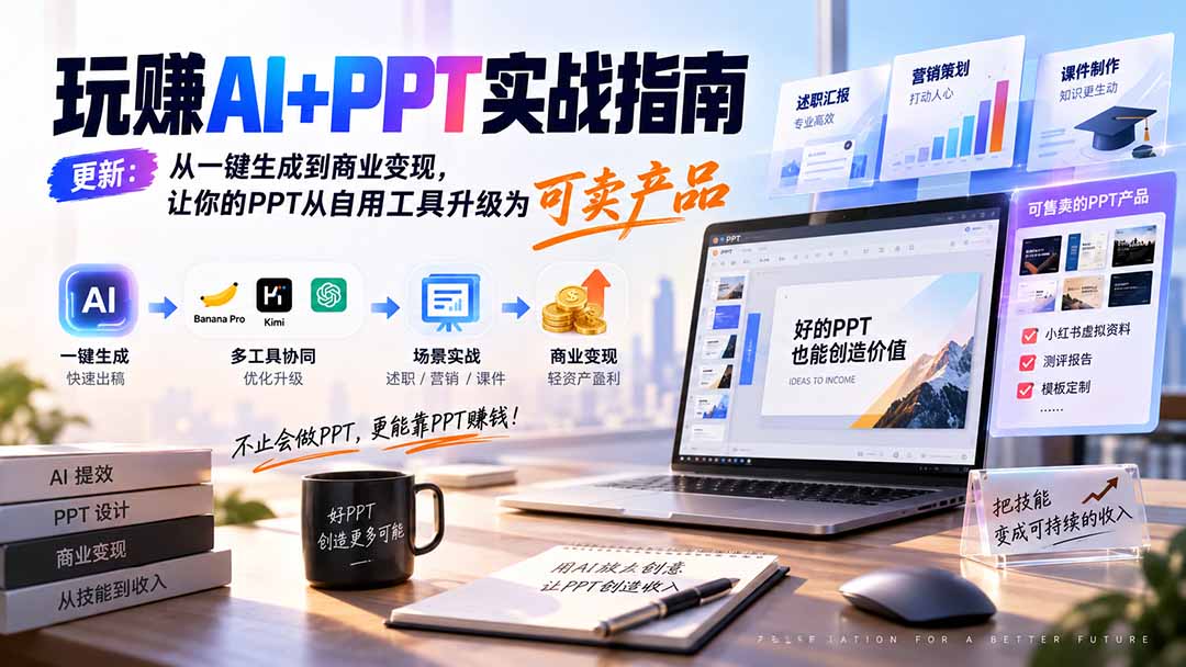 （20247期）玩赚AI+PPT实战指南-更新5月13：从一键生成到商业变现，让你的PPT从自用工具升级为可卖产品-翌晨科技网
