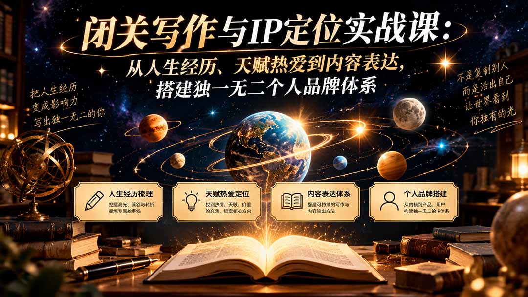 （20634期）闭关写作与IP定位实战课：从人生经历、天赋热爱到内容表达，搭建独一无二个人品牌体系-翌晨科技网