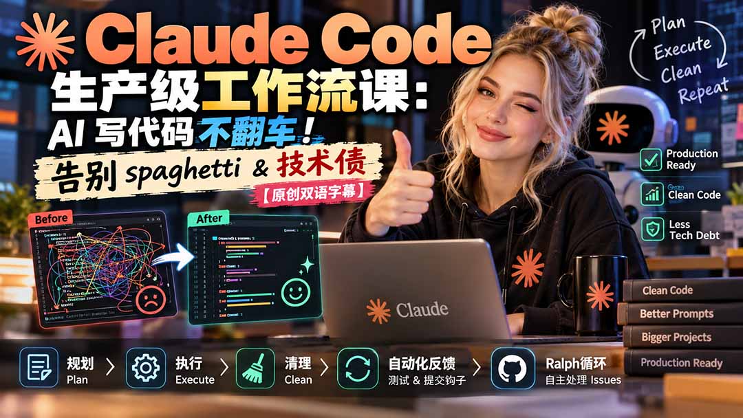 （20739期）Claude Code 生产级工作流课：AI 写代码不翻车！告别 spaghetti & 技术债【原创双语字幕】-翌晨科技网