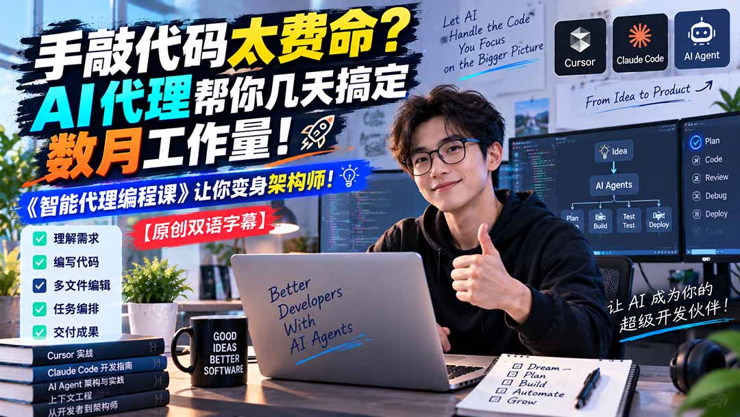 （20286期）手敲代码太费命？AI 代理帮你几天搞定数月工作量！《智能代理编程课》让你变身架构师-翌晨科技网