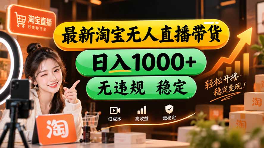 （20453期）【新技术】淘宝无人直播，独家，日入2K+，无封号，可矩阵，长期稳定-翌晨科技网