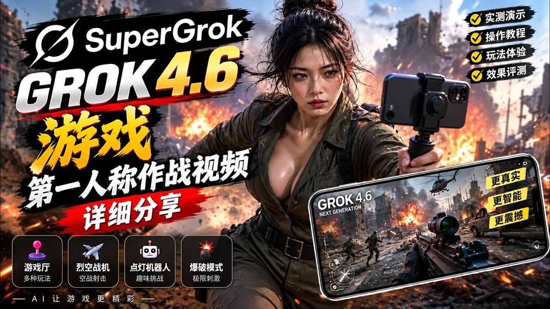（20502期）Grok 4.6 也能做游戏？第一人称作战视频实测｜玩法详细讲解-翌晨科技网