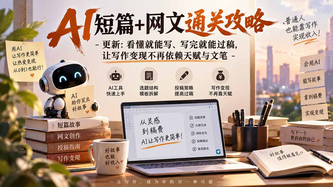 （20578期）AI短篇+网文通关攻略-更新0921：看懂就能写、写完就能过稿，让写作变现不再依赖天赋与文笔-翌晨科技网