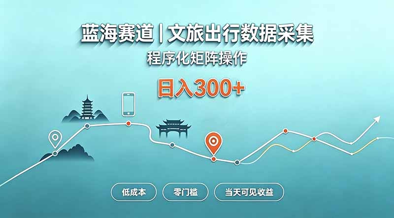 （20478期）蓝海赛道  文旅出行数据采集  程序化矩阵操作    低成本  零门槛   当天可见收益   日入300+-翌晨科技网