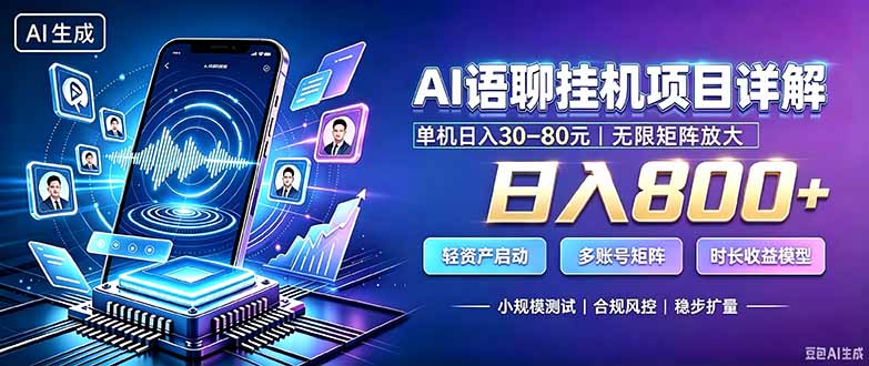 (20314期)AI语聊挂机,日入800+,适用个人副业,工作室矩阵操作-翌晨科技网
