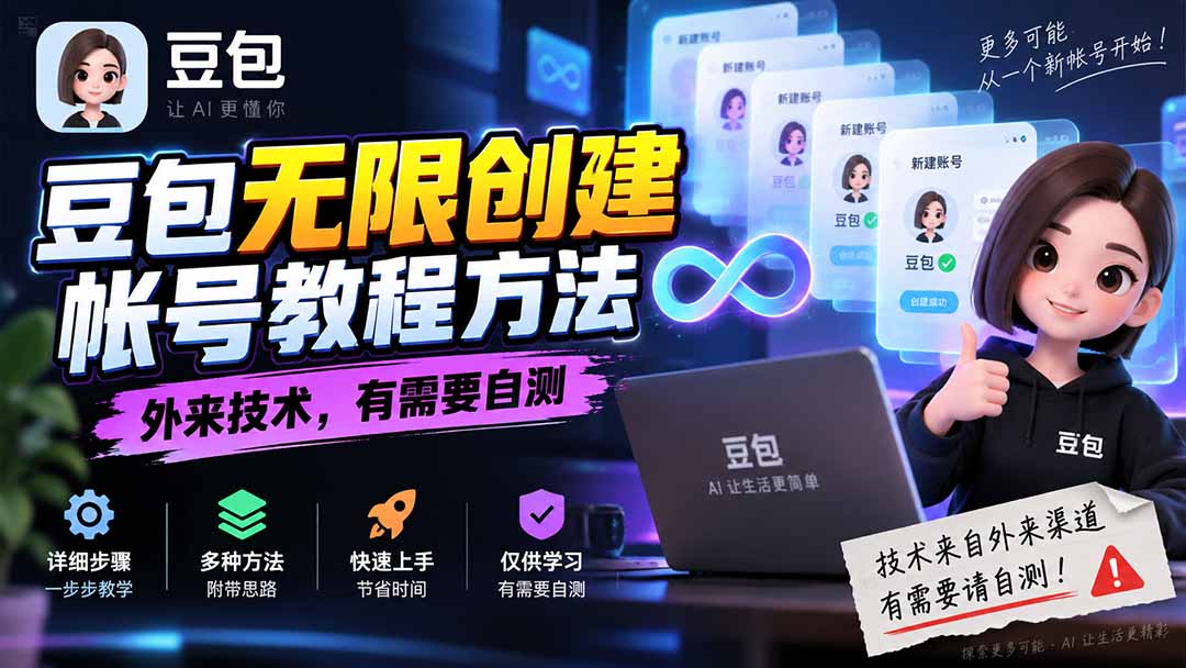 （20550期）豆包无限创建帐号教程方法，外来技术，有需要自测-翌晨科技网