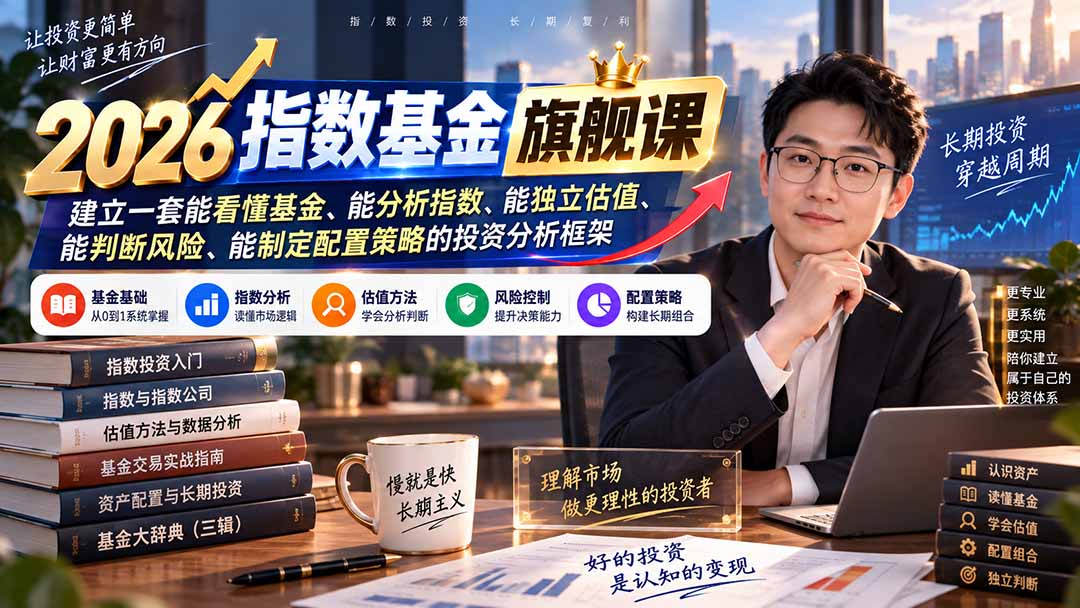 （20298期）2026指数基金旗舰课｜建立一套能看懂基金、能分析指数、能独立估值、能判断风险、能制定配置策略的投资分析框架-翌晨科技网