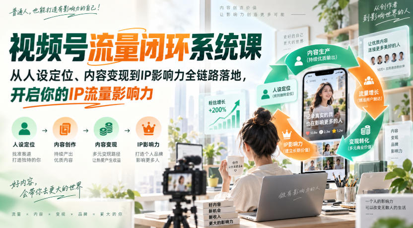 视频号流量闭环系统课，从人设定位、内容变现到IP影响力全链路落地，开启你的IP流量影响力-翌晨科技网