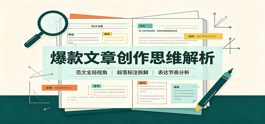 爆款文章创作思维解析：全局视角拆解范文，梳理行文逻辑，搭配真实拆文实操案例-翌晨科技网