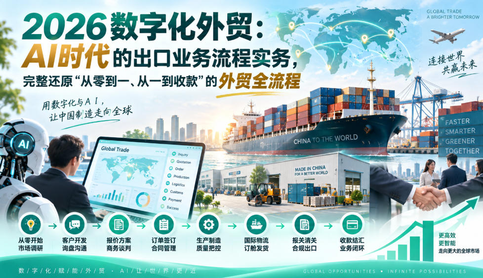 2026数字化外贸：AI时代的出口业务流程实务，完整还原”从零到一、从一到收款”的外贸全流程-翌晨科技网