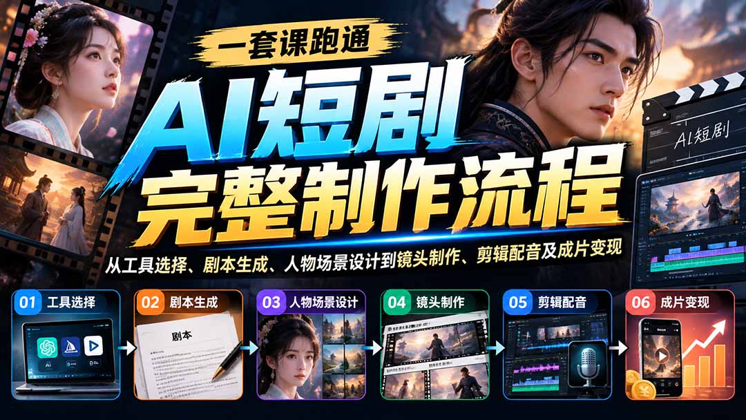 （20742期）一套课跑通AI短剧完整制作流程：从工具选择、剧本生成、人物场景设计到镜头制作、剪辑配音及成片变现-翌晨科技网