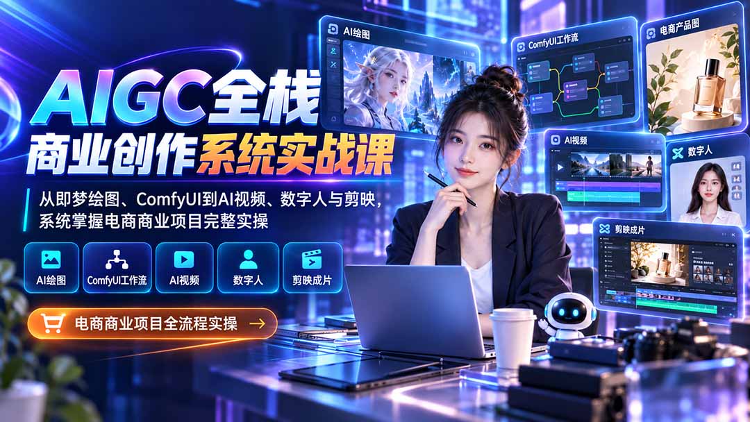 （20342期）AIGC全栈商业创作系统实战课：从即梦绘图、ComfyUI到AI视频、数字人与剪映，系统掌握电商商业项目完整实操-翌晨科技网