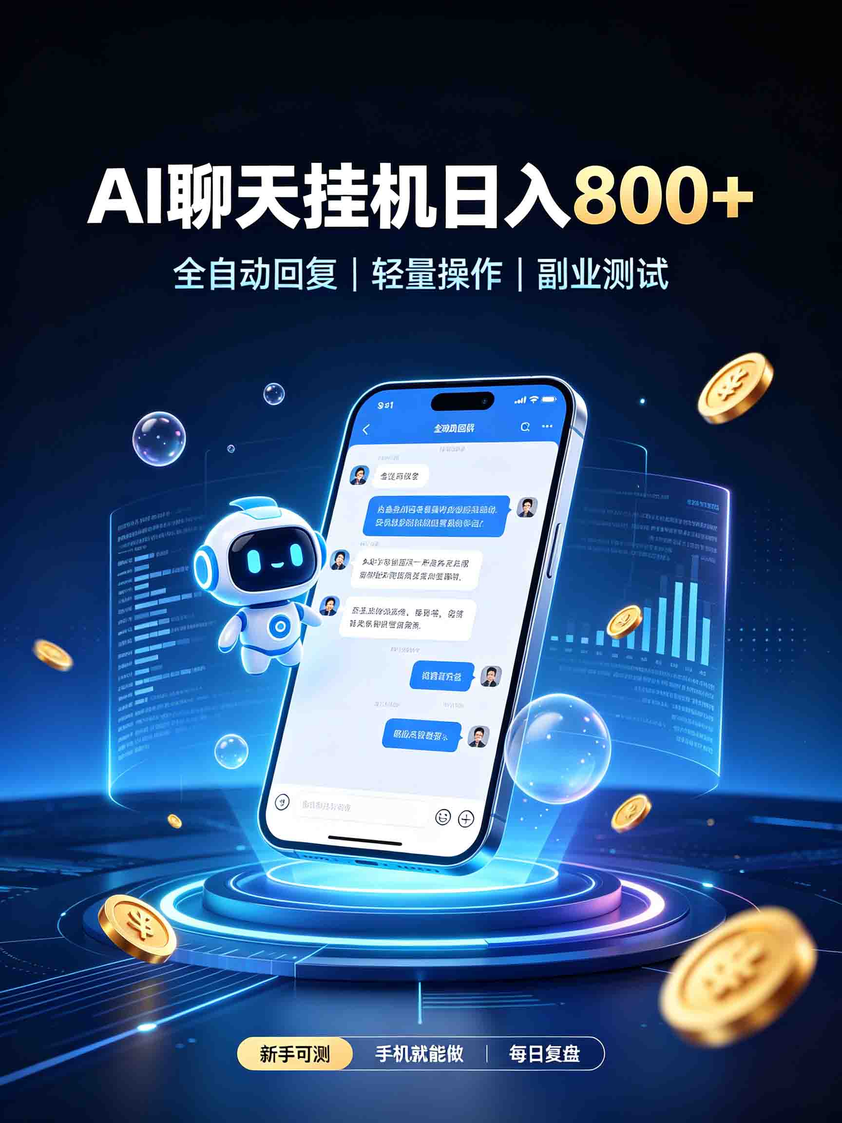 AI聊天挂机,日入800+,适用个人副业,工作室矩阵操作-翌晨科技网