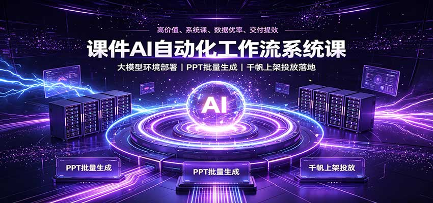 课件AI自动化工作流系统课：大模型环境部署，PPT批量生成，千帆上架投放落地-翌晨科技网