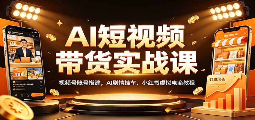 AI短视频带货实战课：视频号账号搭建，AI剧情挂车，小红书虚拟电商教程-翌晨科技网