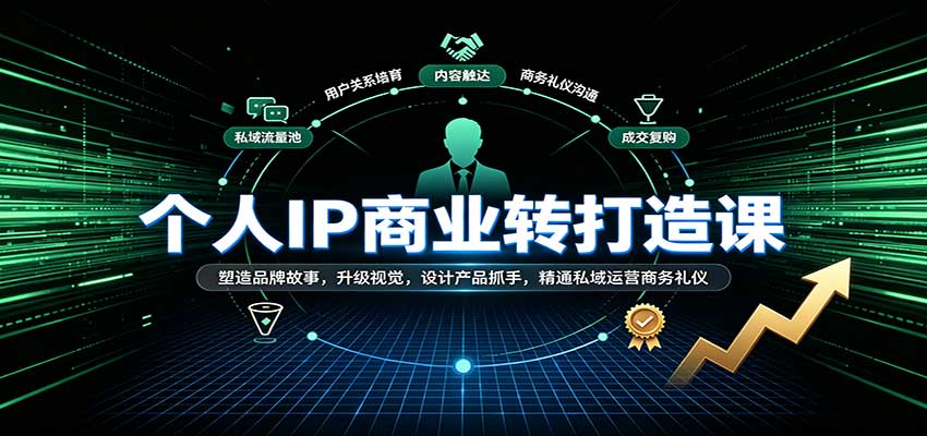 个人IP商业打造课：塑造品牌故事，升级视觉，设计产品抓手，精通私域运营商务礼仪-翌晨科技网