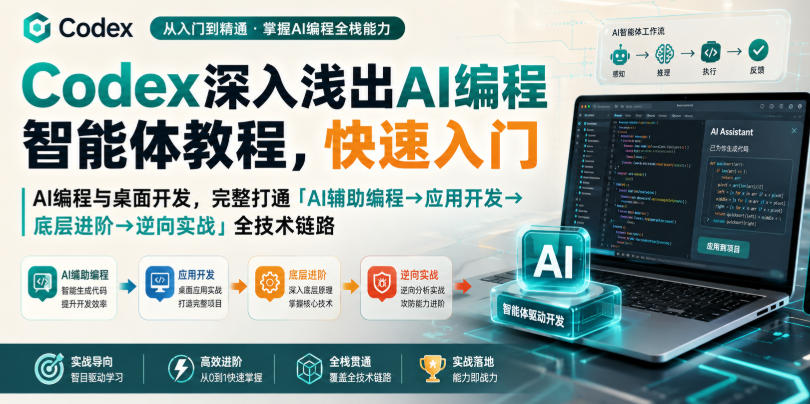 Codex深入浅出AI编程智能体教程，快速入门AI编程与桌面开发，打通「AI辅助编程→应用开发→底层进阶→逆向实战」全技术链路-翌晨科技网