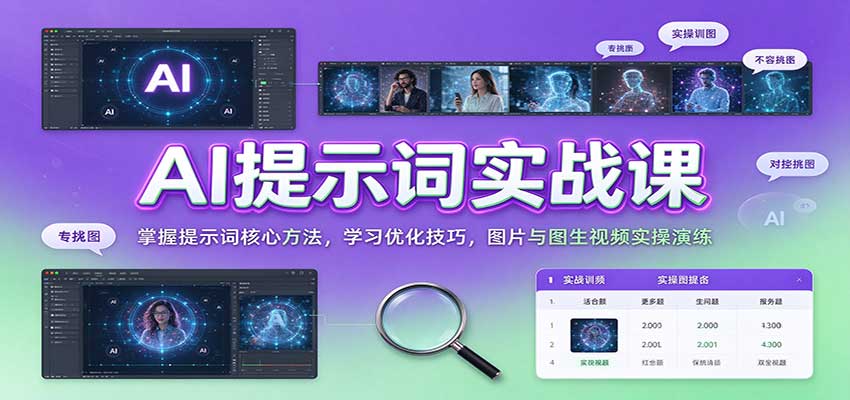 AI提示词实战课：掌握提示词核心方法，学习优化技巧，图片与图生视频实操演练-翌晨科技网