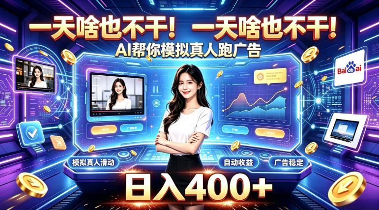 一天啥也不干！AI帮你模拟真人跑广告，稳定日入400+，实现真正被动变现【揭秘】-翌晨科技网