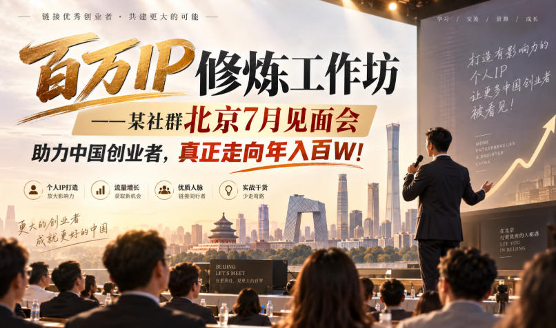 百万IP修炼工作坊——某社群北京7月见面会,助力中国创业者,真正走向年入百W!-翌晨科技网