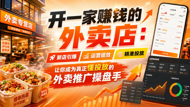 开一家賺钱的外卖店：新店引爆·运营提效·精准投放，让你成为真正懂投放的外卖推广操盘手-翌晨科技网