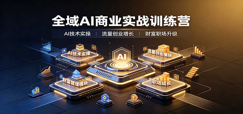 全域AI商业实战训练营：涵盖AI技术实操、流量创业、财富管理与职场成长全体系内容-翌晨科技网