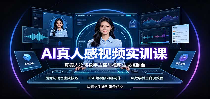 AI真人感视频实训课：图像语音生成，UGC内容制作，AI数字博主变现教程-翌晨科技网