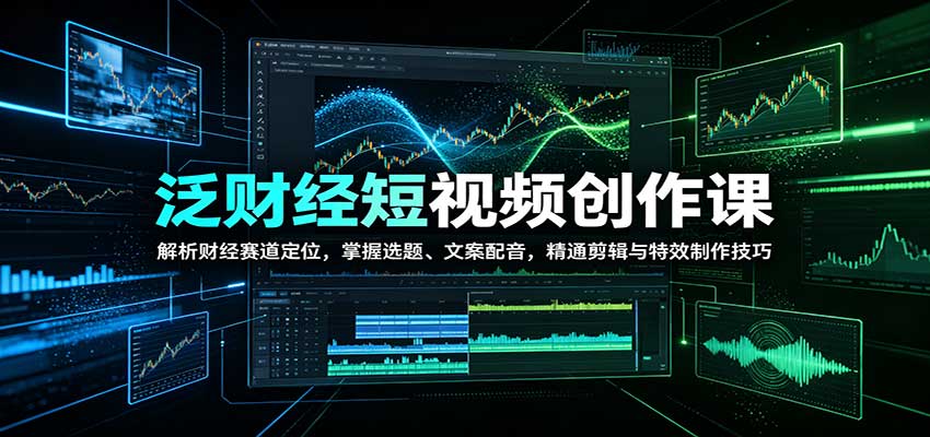 泛财经短视频创作课：解析财经赛道定位，掌握选题、文案配音，精通剪辑与特效制作技巧-翌晨科技网