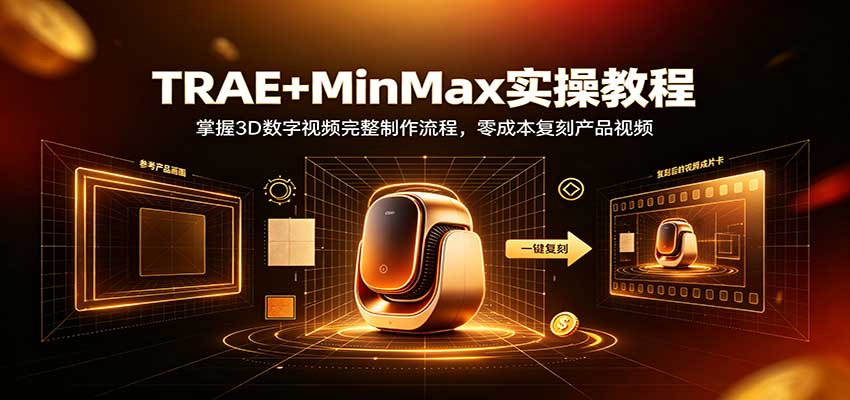 TRAE+MinMax实操教程：掌握3D数字视频完整制作流程，零成本复刻产品视频-翌晨科技网