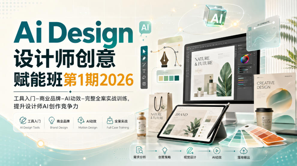 Ai Design设计师创意赋能班第1期2026｜工具入门‑商业品牌‑AI动效‑完整全案实战训练，提升设计师AI创作竞争力-翌晨科技网