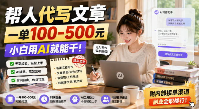 帮人代写文章，一单100-500，小白用AI就能干，附内部接单渠道，副业全职都行【揭秘】-翌晨科技网