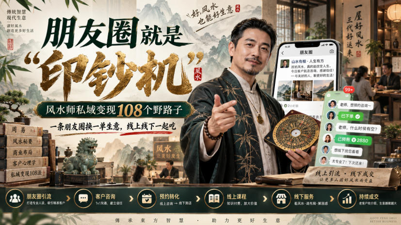 朋友圈就是“印钞机”，风水师私域变现108个野路子，一条朋友圈换一单生意，线上线下一起吃【文档】-翌晨科技网