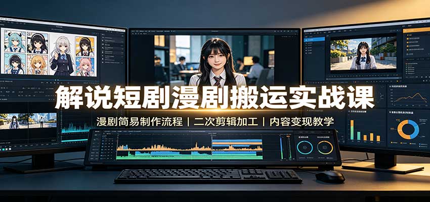 解说短剧漫剧搬运实战课:漫剧简易制作流程,二次剪辑加工,内容变现教学-翌晨科技网