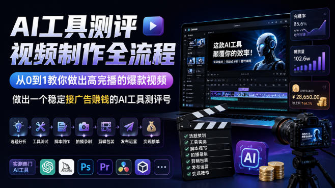 AI工具测评视频制作全流程，从0到1教你做出高完播的爆款视频，做出一个稳定接广告賺钱的AI工具测评号-翌晨科技网