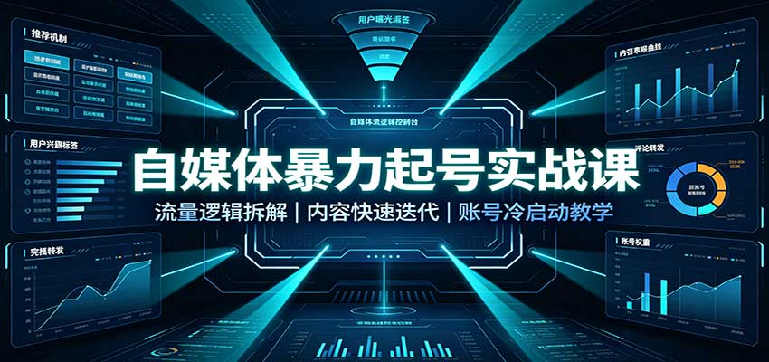 自媒体暴力起号实战课：流量逻辑拆解，内容快速迭代，账号冷启动教学-翌晨科技网
