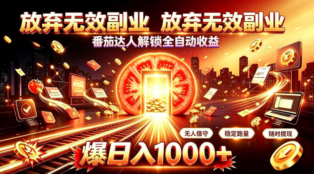 放弃无效副业，番茄达人解锁全自动收益，日入1k+，门槛最低的线上轻资产项目【揭秘】-翌晨科技网
