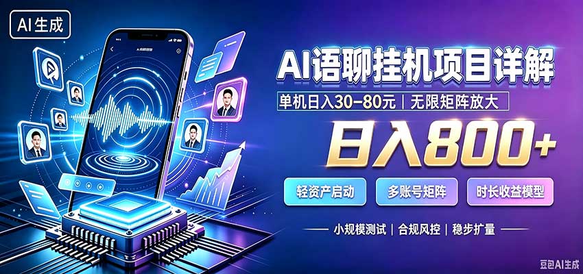 AI语聊挂机,日入800+,适用个人副业,工作室矩阵操作-翌晨科技网