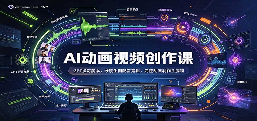 AI动画视频创作课：GPT撰写脚本，分镜生图配音剪辑，完整动画制作全流程-翌晨科技网